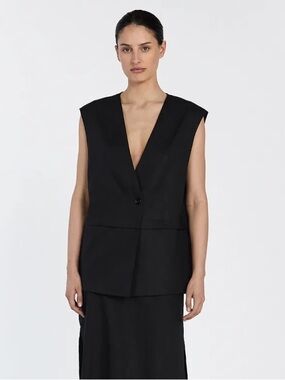 NWT Dissh Taylor Linen Blend Black Vest Size US 4 / AUS 8
